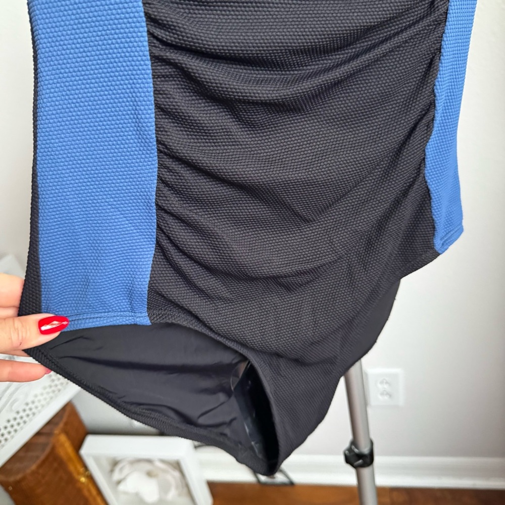NWT Tommy Bahama Island Cays Color Block Tie Front Tummy Control Tank Swimsuit - Picture 7 of 10